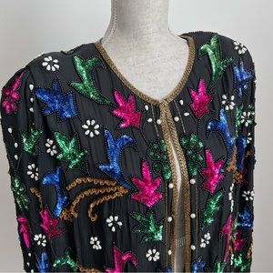 Jakelin Designs Vintage Beaded Sequin Silk Jacket 2X